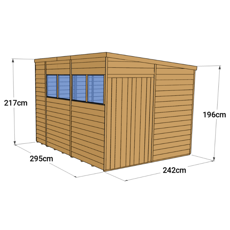 pent overlap wooden shed