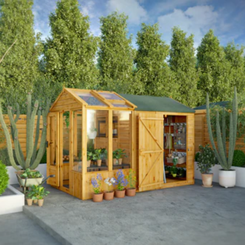 combi greenhouse shed