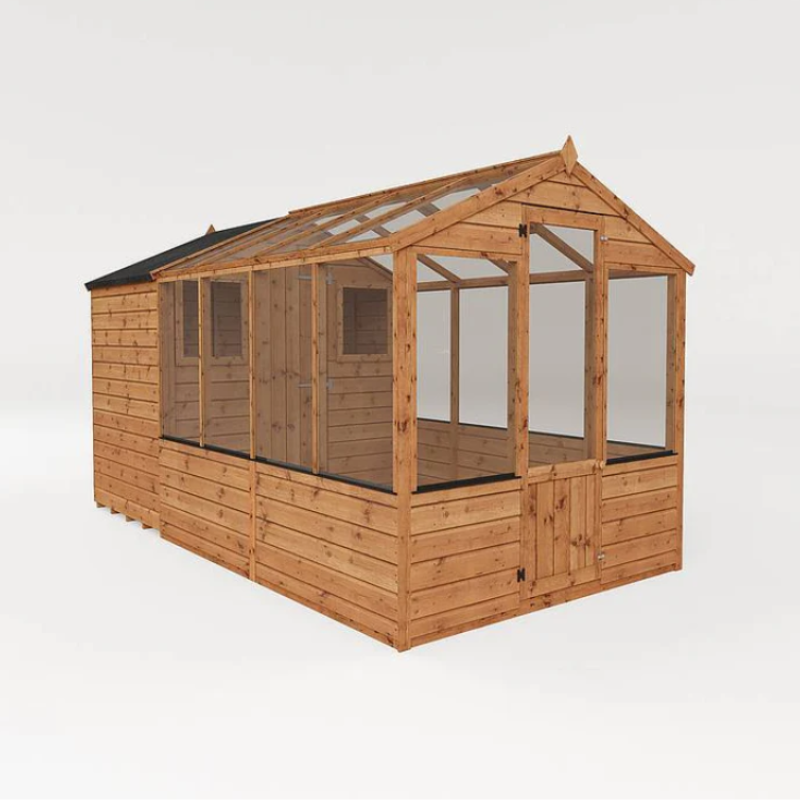 Combi Greenhouse and Wooden Storage Shed 12x6