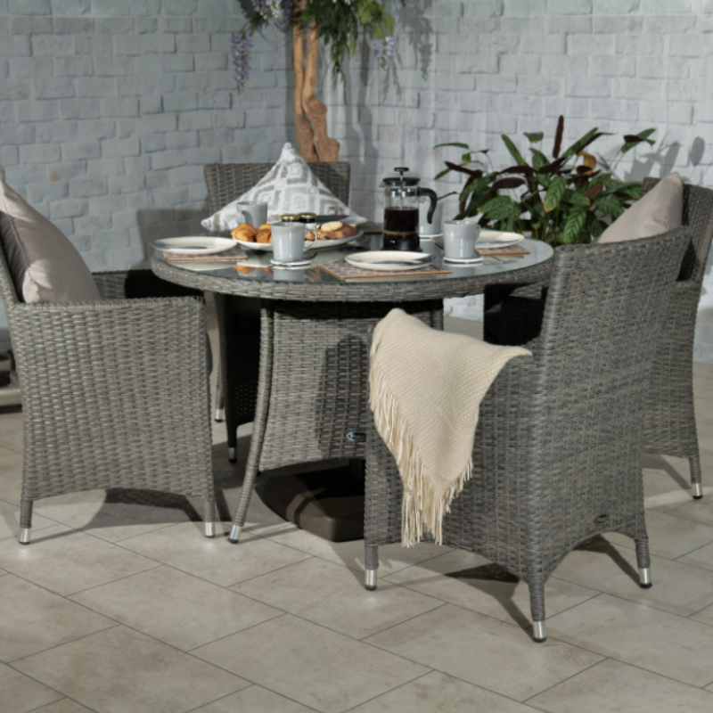 PARIS 4 Seater Round Carver Dining Set PAR110CAR-WS