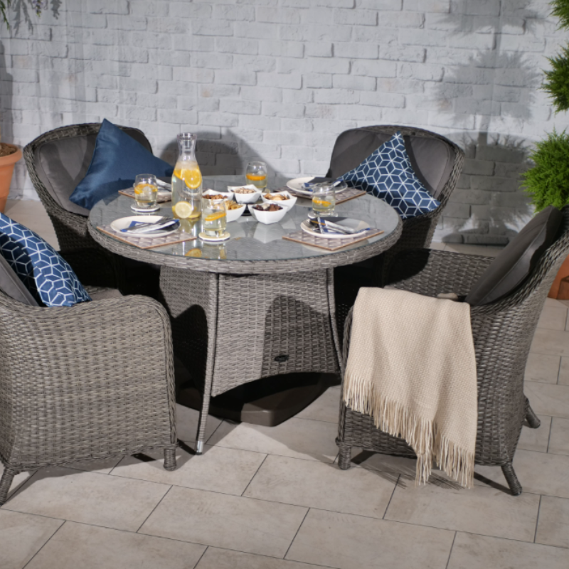 Paris 4 Seater Round Imperial Dining Set PAR110IMP-WS