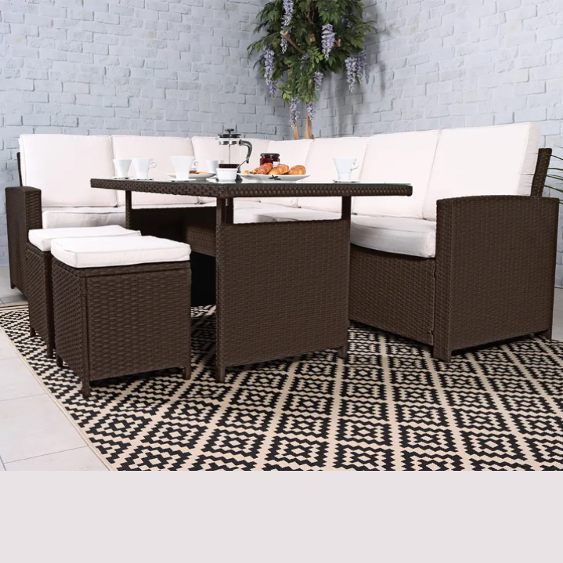 Berlin Eight Seater Corner Dining Set BERCORDIN-BROWN