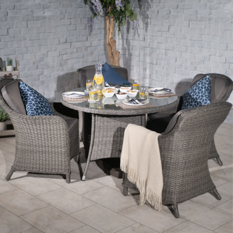 Paris 4 Seater Round Imperial Dining Set PAR110IMP-WS