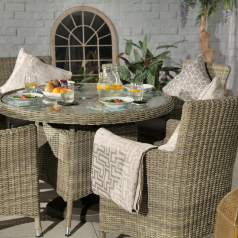 WENTWORTH 4 Seater Round Carver Dining Set WEN110CAR-WS