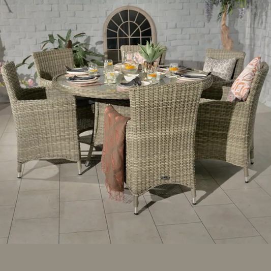 Wentworth 6 Seater Round Carver Dining Set WEN140CAR-WS