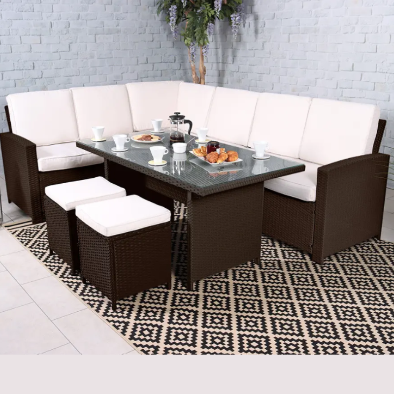 Berlin Eight Seater Corner Dining Set BERCORDIN-BROWN