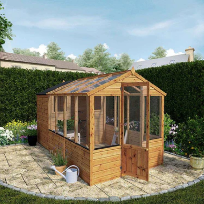 Combi Greenhouse and Wooden Storage Shed 12x6