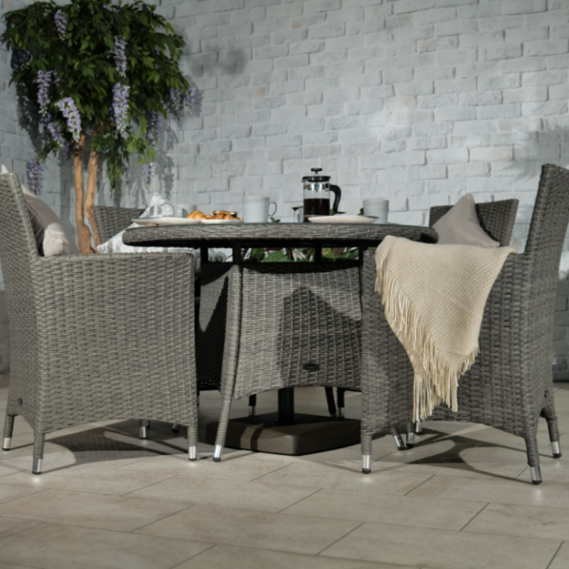 PARIS 4 Seater Round Carver Dining Set PAR110CAR-WS