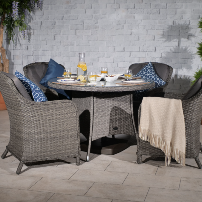 Paris 4 Seater Round Imperial Dining Set PAR110IMP-WS