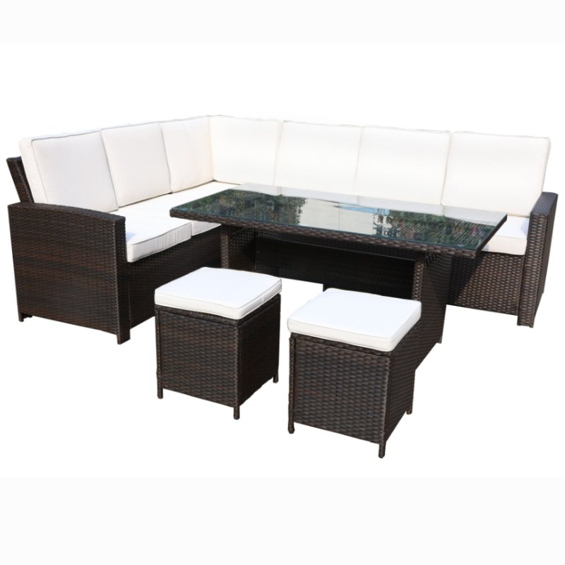 Berlin Eight Seater Corner Dining Set BERCORDIN-BROWN