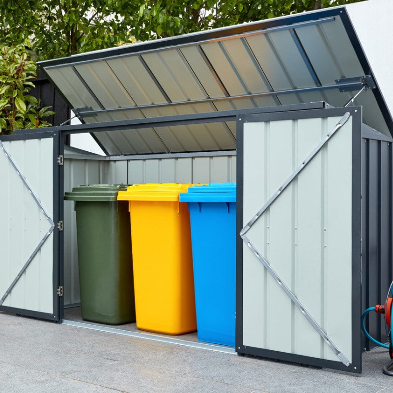 Globel 8x3ft Metal Bin Store - Triple Bin