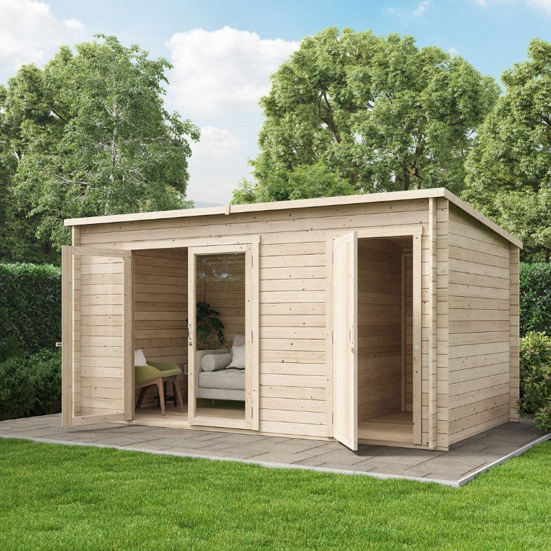 Darton Pent Log Cabin Summerhouse with Side Store SM-Darton-UT