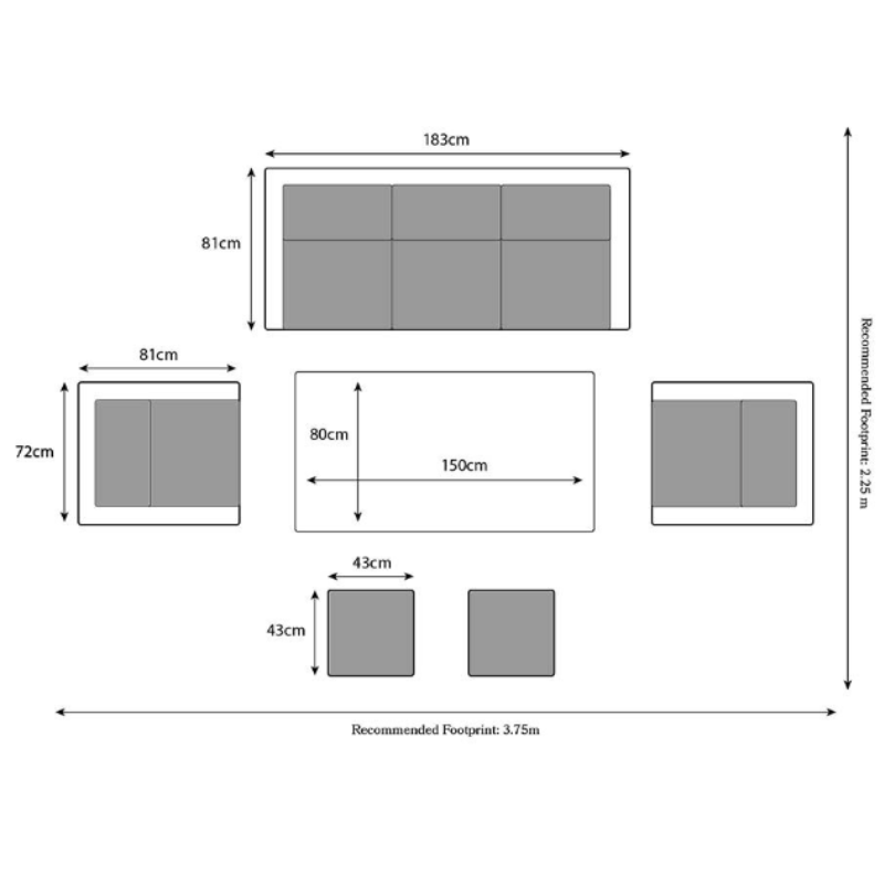 Paris 7 Seater 6pc Deluxe Sofa Dining Set PARADJSOFDIN-WS