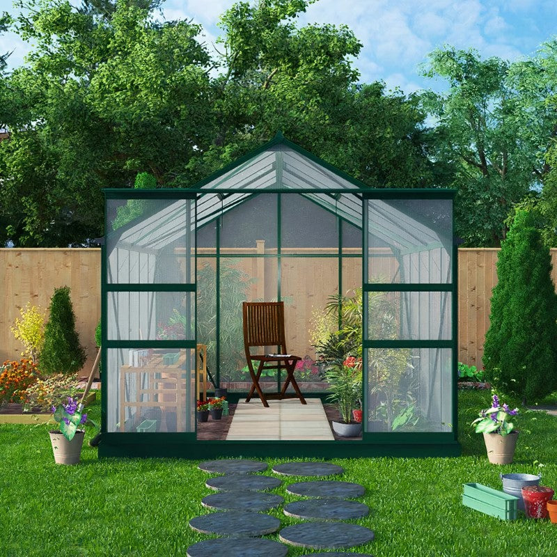 Harvester Walk-In Aluminium Polycarbonate Greenhouse 8x12 G1001C-Green