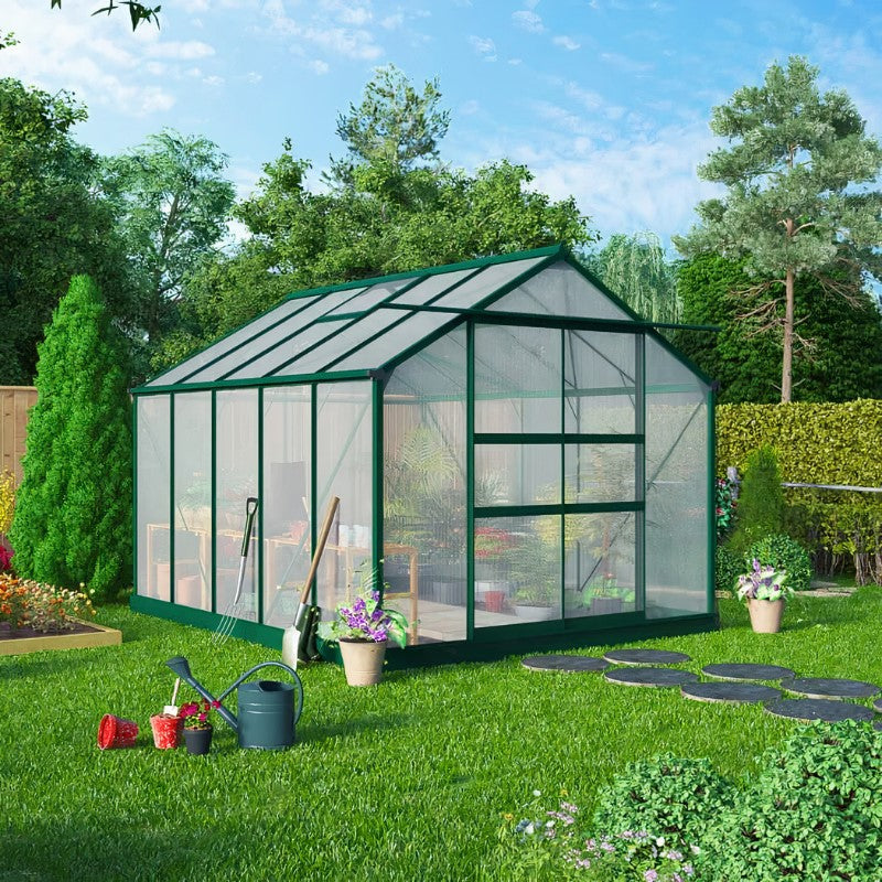 Harvester Walk-In Aluminium Polycarbonate Greenhouse 8x12 G1001C-Green