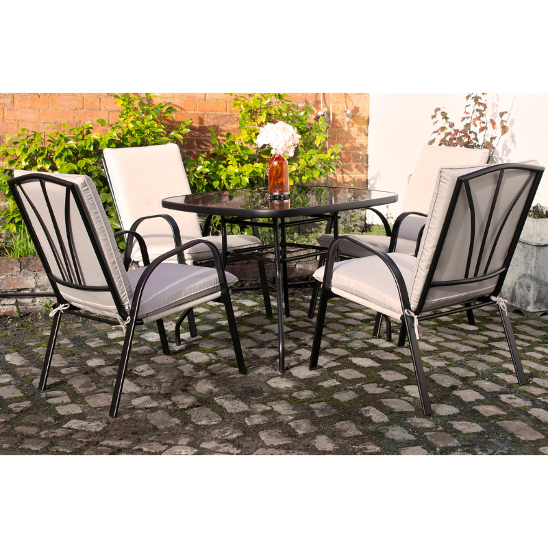 Amalfi Ivory Padded Table and 4 Chairs Set AMAIVY-01