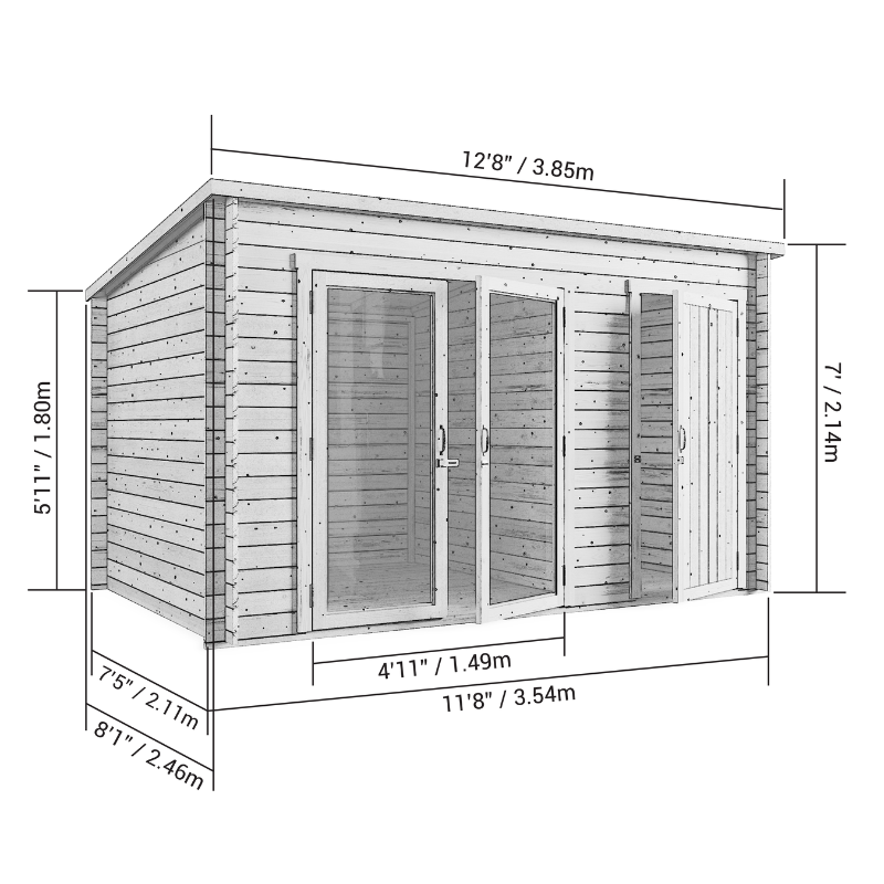 Darton Pent Log Cabin Summerhouse with Side Store SM-Darton-UT