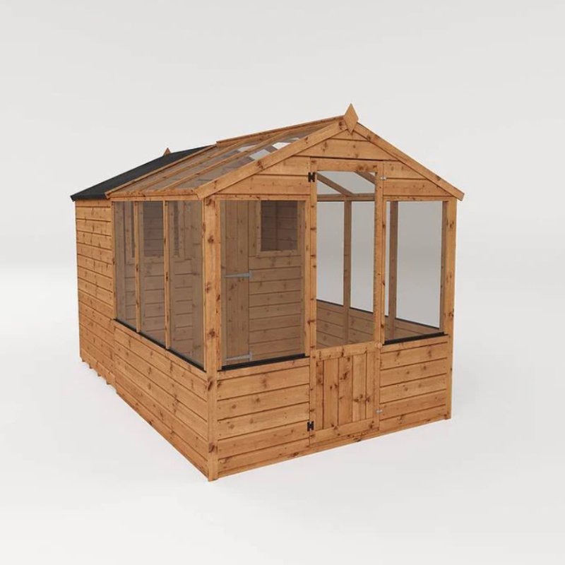 Combi Greenhouse and Wooden Storage Shed 10x6