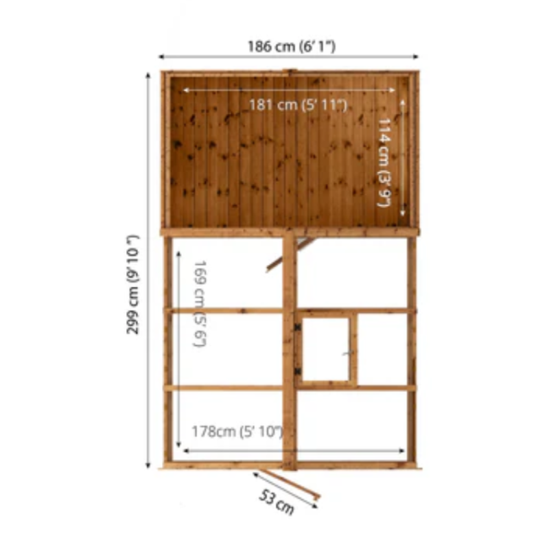 Combi Greenhouse and Wooden Storage Shed 10x6