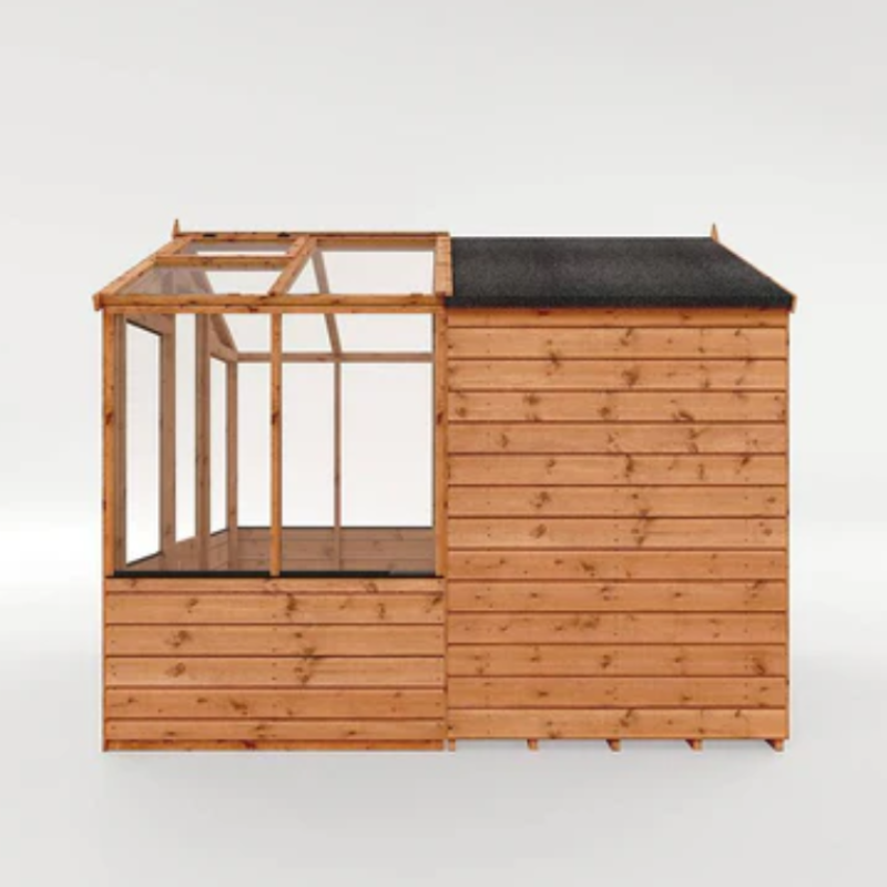 Combi Greenhouse and Wooden Storage Shed 8x6