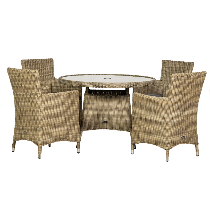 WENTWORTH 4 Seater Round Carver Dining Set WEN110CAR-WS