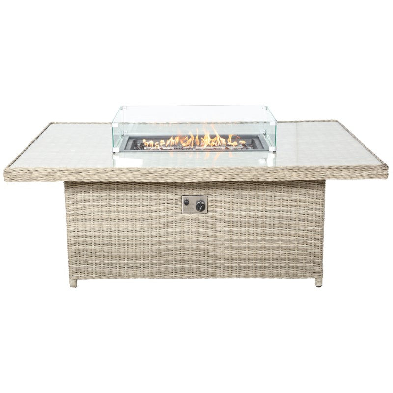 Wentworth Fire Pit 7pc Deluxe Modular Corner Dining & Lounging Set Rectangular Table WEN170XFP