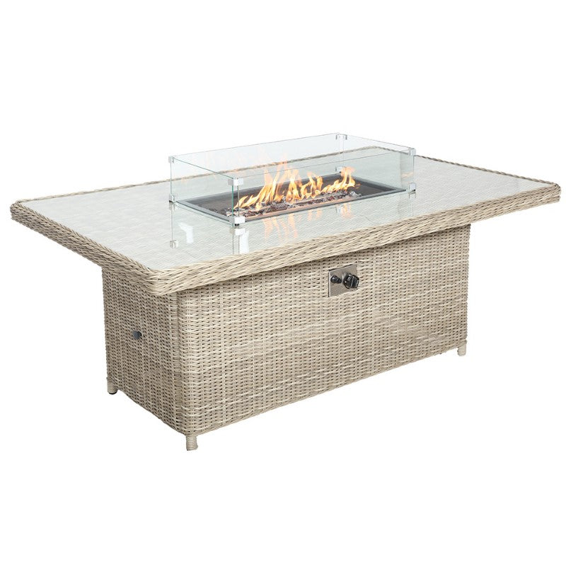 Wentworth Fire Pit 7pc Deluxe Modular Corner Dining & Lounging Set Rectangular Table WEN170XFP