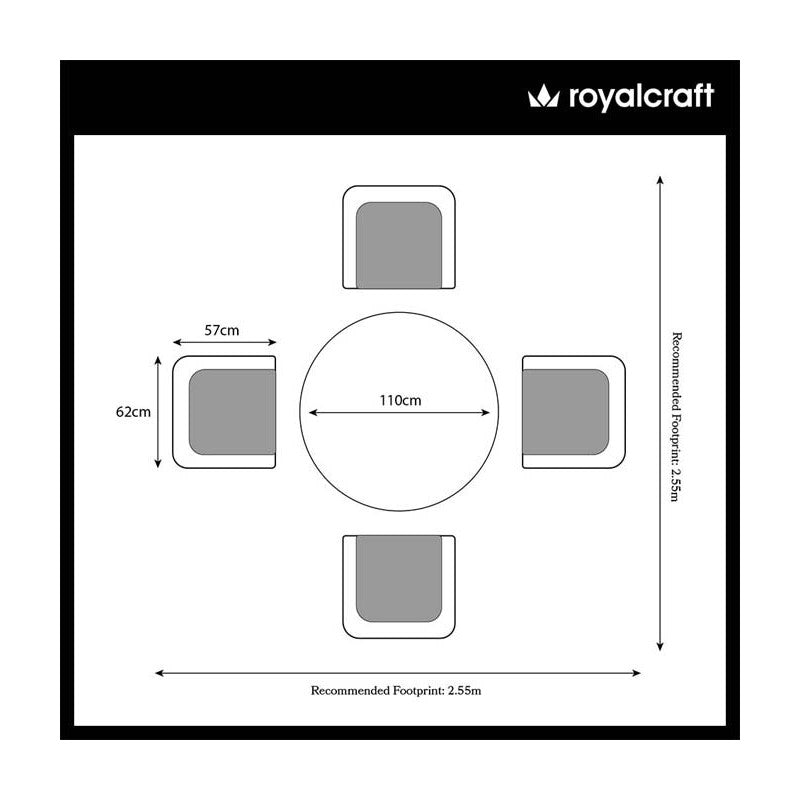 MALAGA 4 Seater Stacking Dining Set MAL110FIX-WS