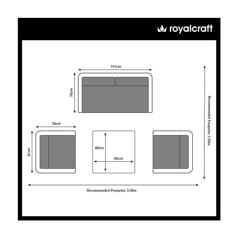 MILAN 4 Seater 4pc Lounging Coffee Set MIL2SOF-WS