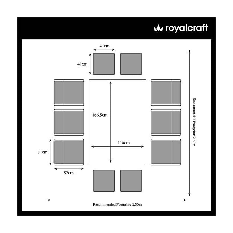 CANNES 10 Seater Cube Set CAN10CUB-BROWN