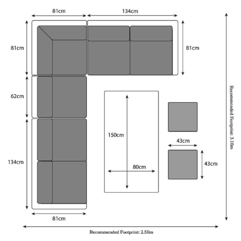 Paris 7pc Deluxe Modular Corner Dining Set PARADJMOD-WS