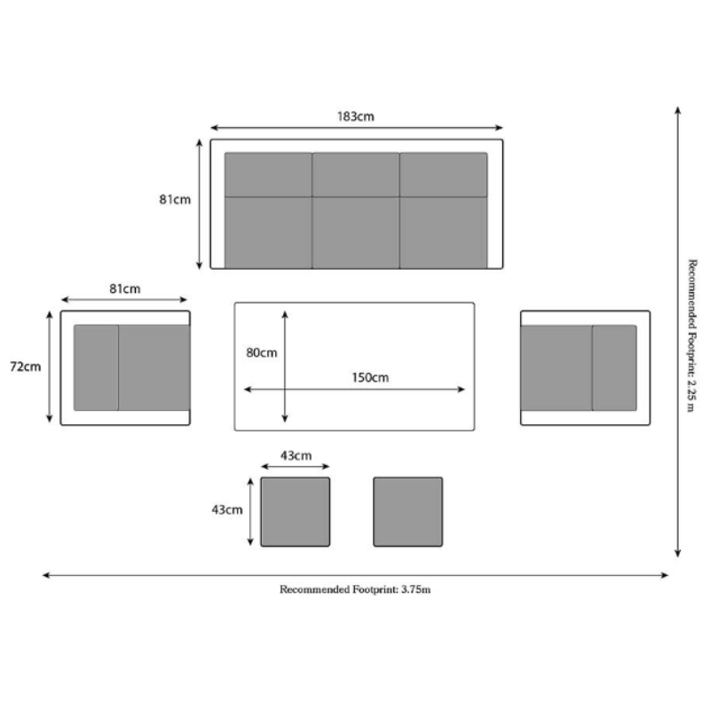 Wentworth 7 Seater 6pc Sofa Dining Set WENADJSOF-WS