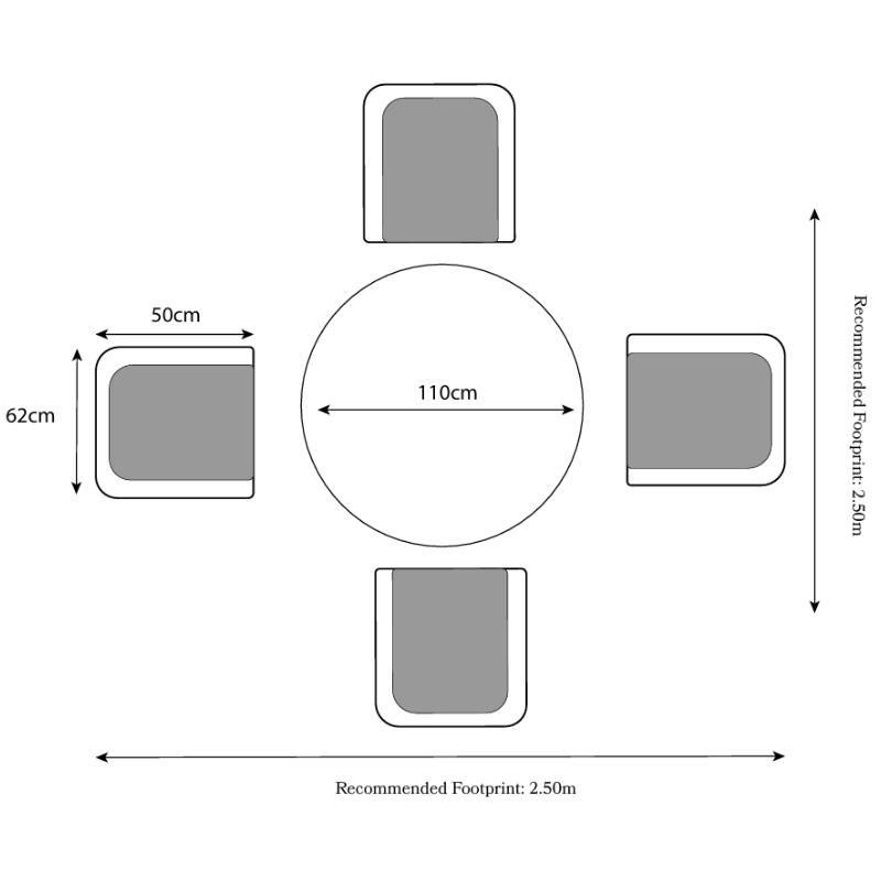 Floorplan showing the recommended Footprint