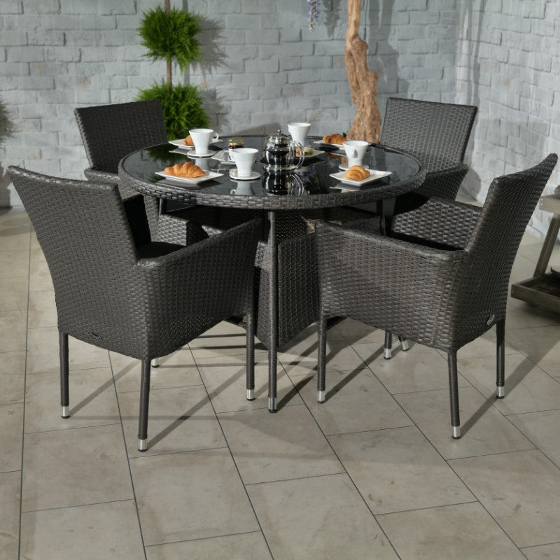 MALAGA 4 Seater Stacking Dining Set MAL110FIX-WS