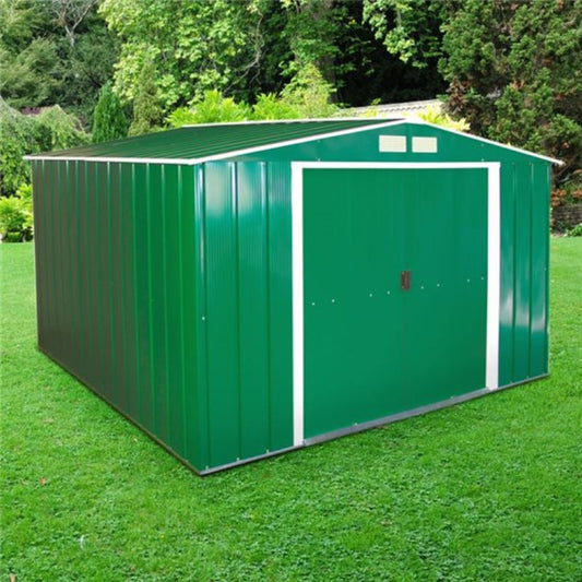 Sapphire 10x10ft Apex Metal Shed - Green - SAP1010