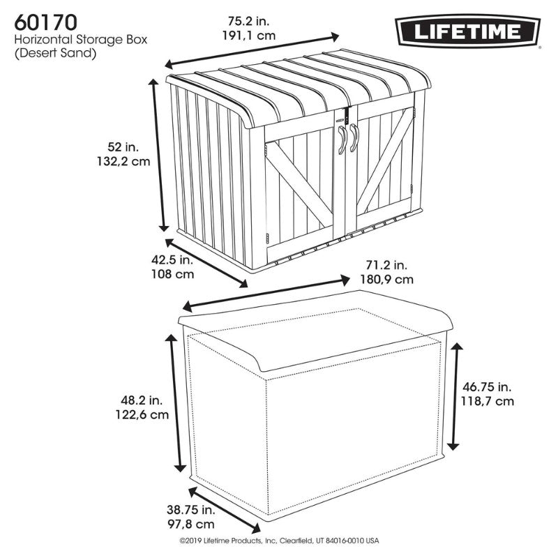 Lifetime 6x3.5ft Heavy Duty Horizontal Storage Plastic Shed LFT 6x3.5 60170