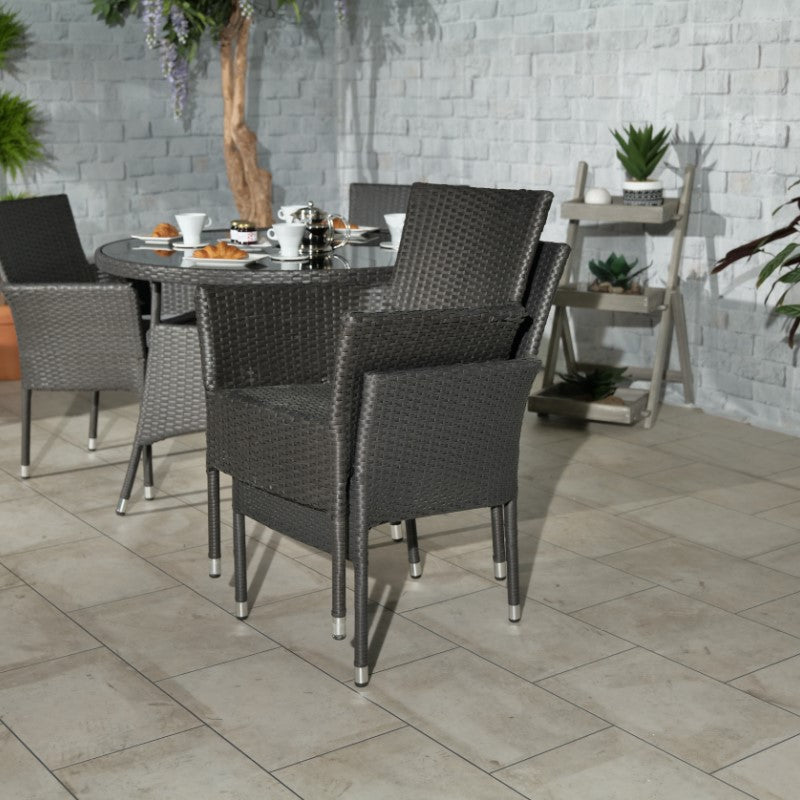 MALAGA 4 Seater Stacking Dining Set MAL110FIX-WS