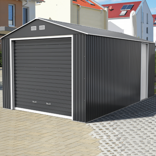 Sapphire 12x20ft Olympian Fronted Apex Metal Garage